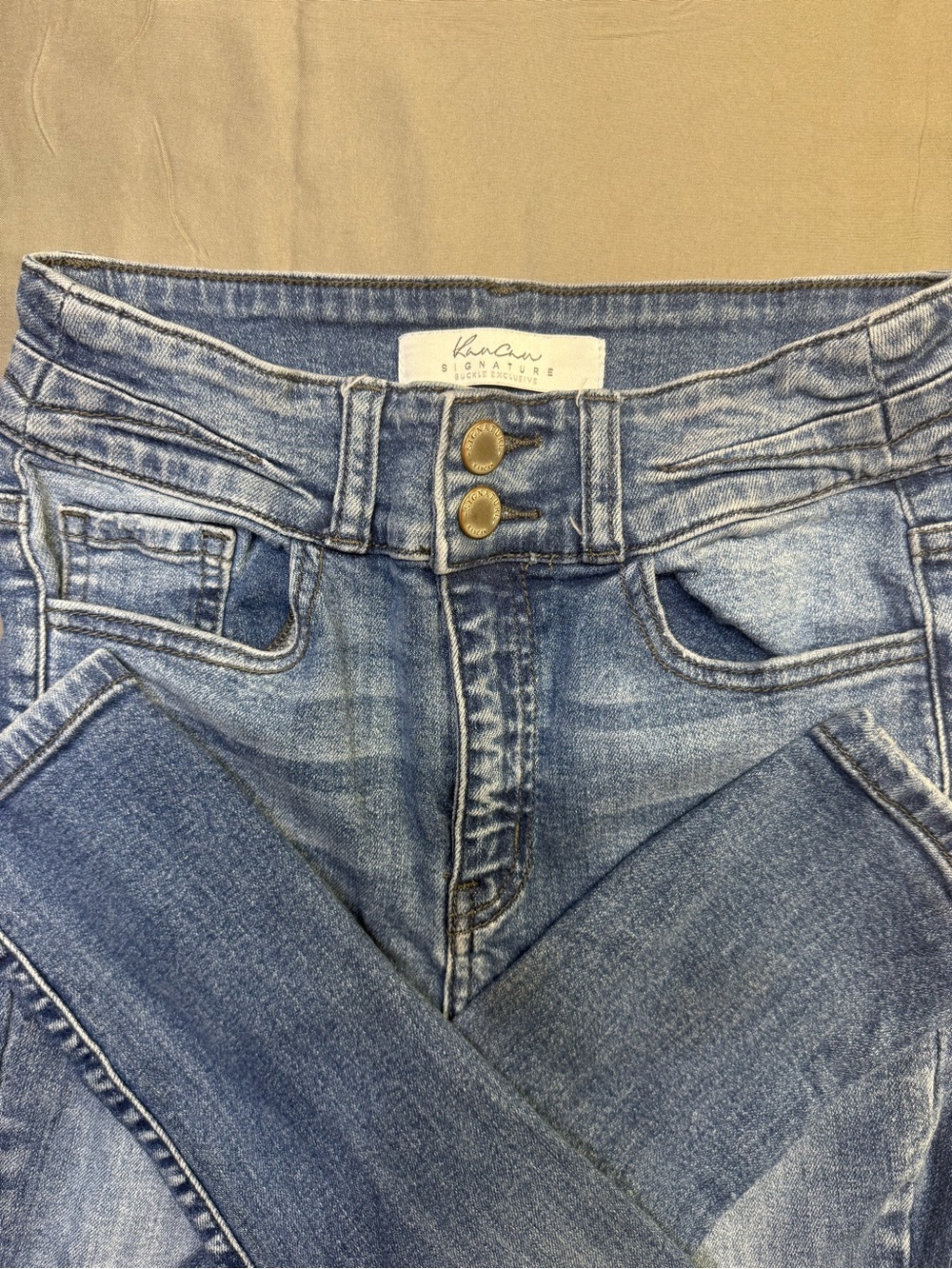 KanCan Light Wash High-Rise Double-Button Jeans